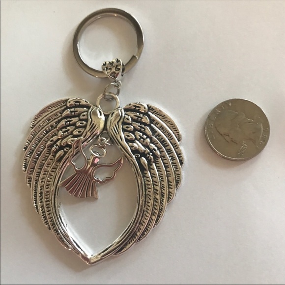 NWT Silver Angel Wings Keyring - Picture 2 of 2